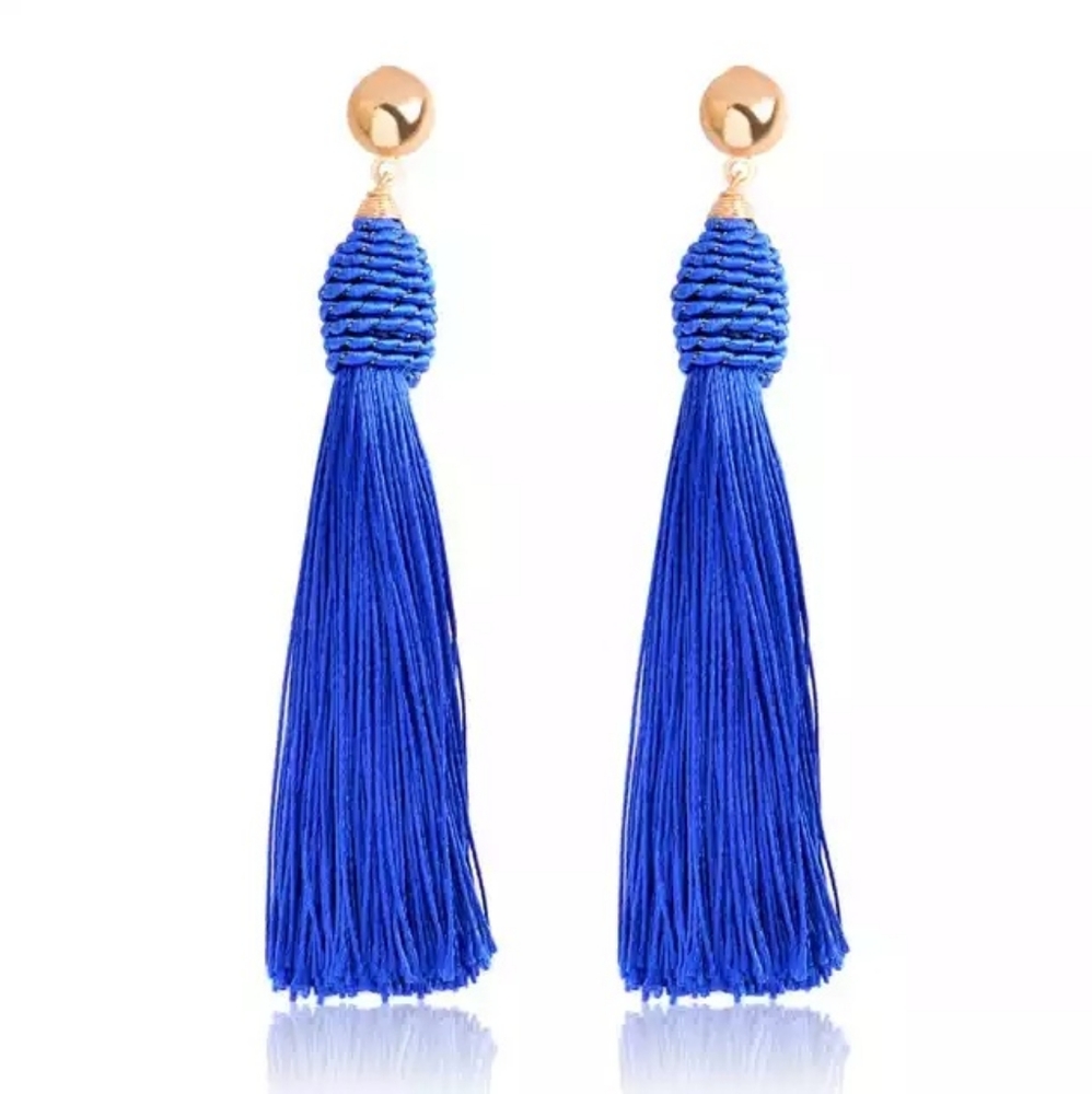 Bohemian Blue Tassel Earrings Trendy Jewelry Tropical